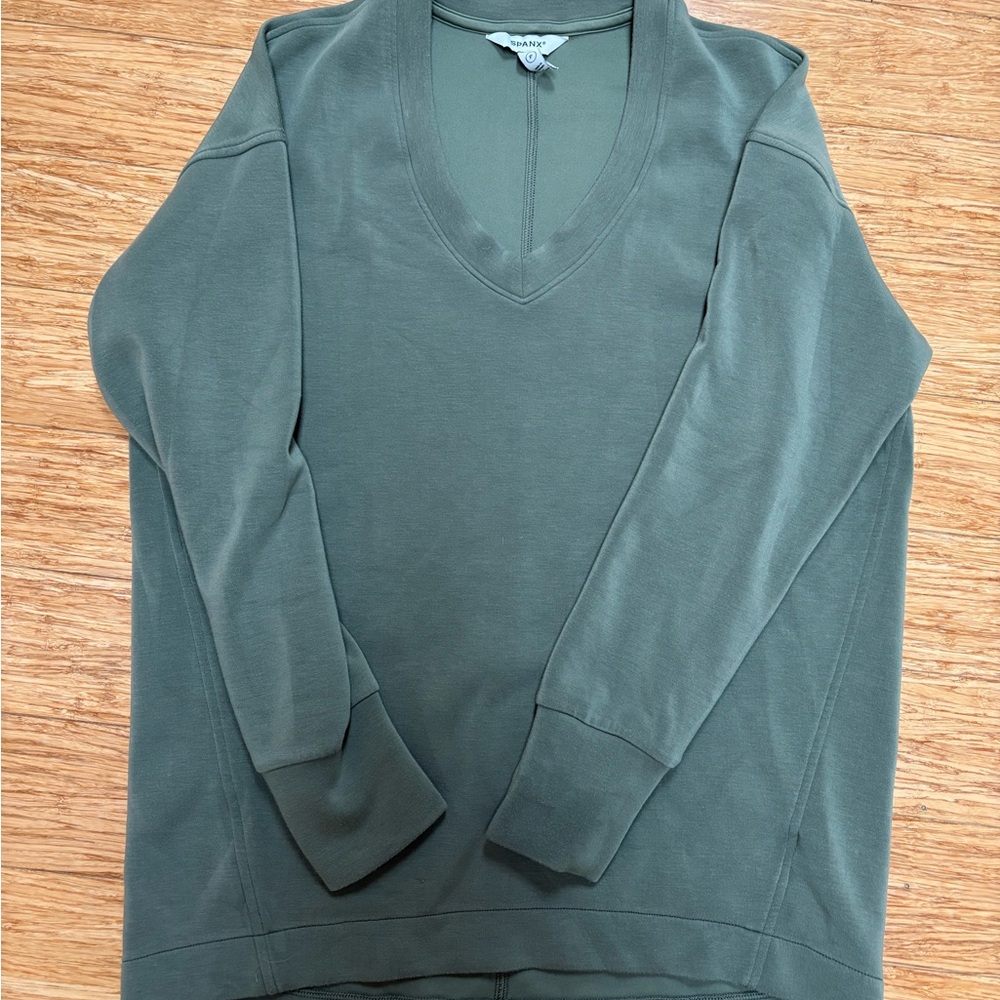 SPANX brushed v neck tunic in clover - Picture 4 of 4